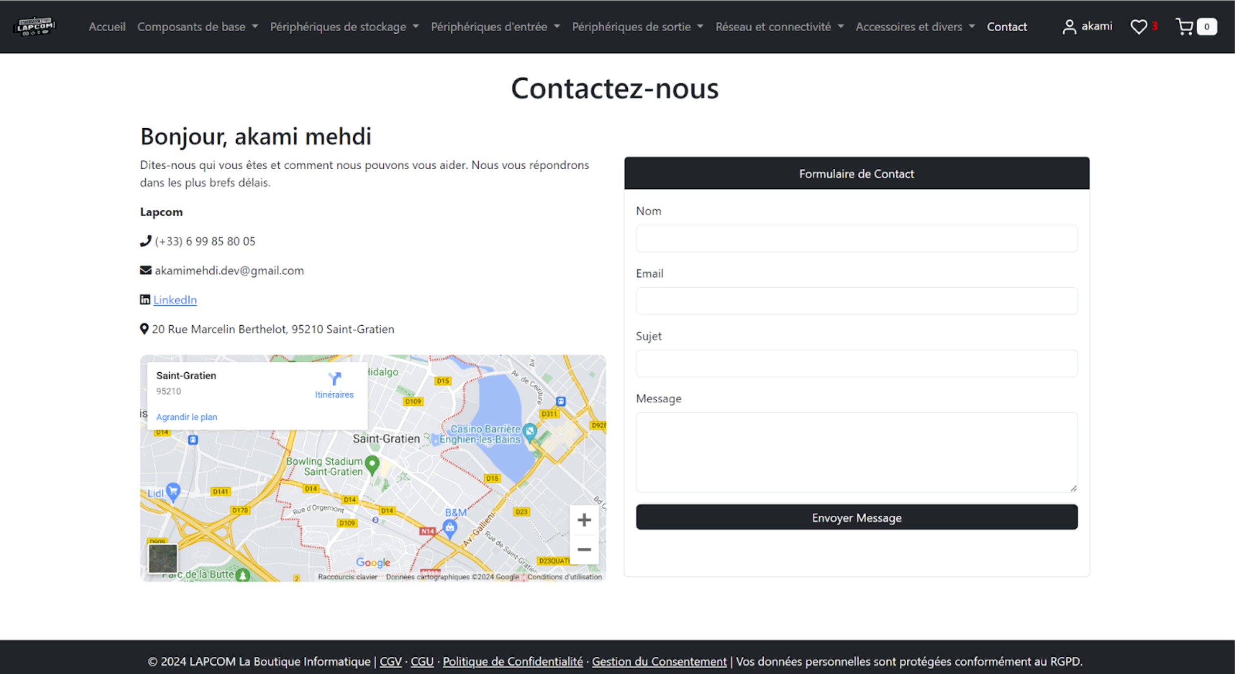 Page commande